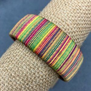 Bangle Bracelet Rainbow Striped Pink Red Yellow Green Purple Orange Barbie Retro